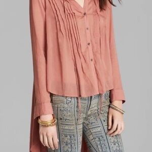 Free People Sisters of the Moon High Low Tunic Shirt Blouse S/M oversized hippie